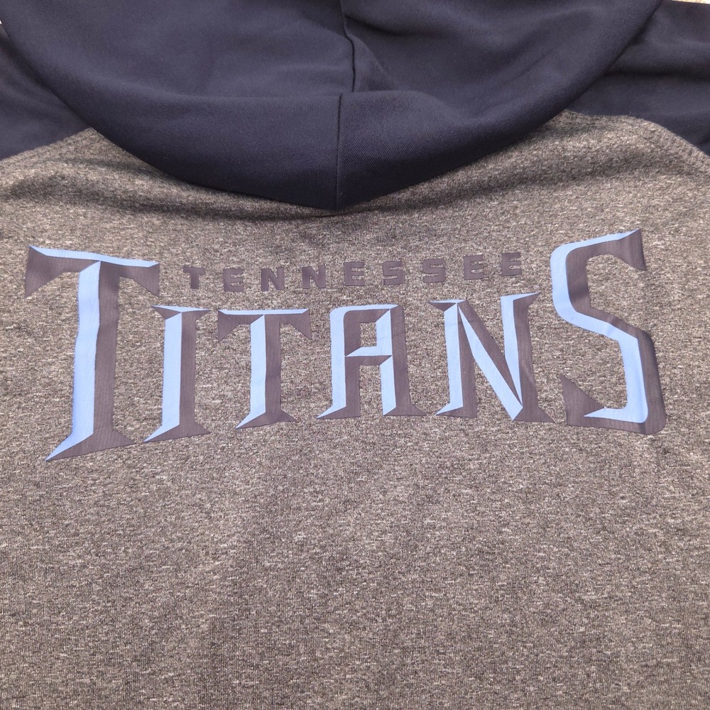 NFL Team Apparel Titans 1/4 Zip Long Sleeve Hooded Shirt Grey Blue Mens XL - Picture 7 of 9